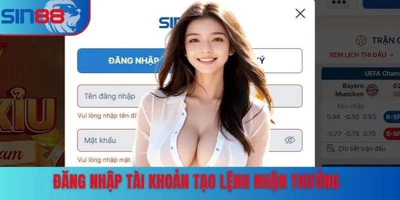 Đăng nhập tài khoản tạo lệnh nhận thưởng